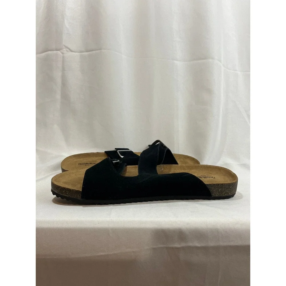 Goodfellow & Co Mens Black Two Strap Buckle Slide Sandals Size 11 New